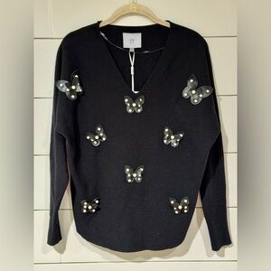 NEW Liv Milano Faux Leather and Pearl Butterfly Size M